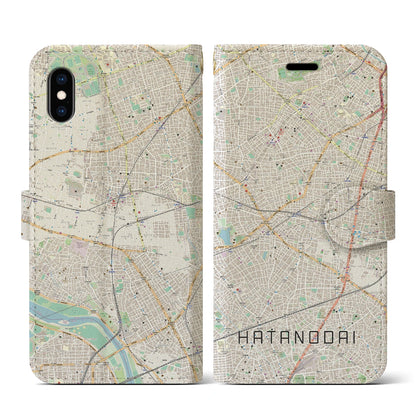 【旗の台（東京都）】地図柄iPhoneケース（手帳タイプ）ナチュラル・iPhone XS / X 用