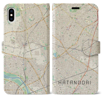【旗の台（東京都）】地図柄iPhoneケース（手帳タイプ）ナチュラル・iPhone XS Max 用