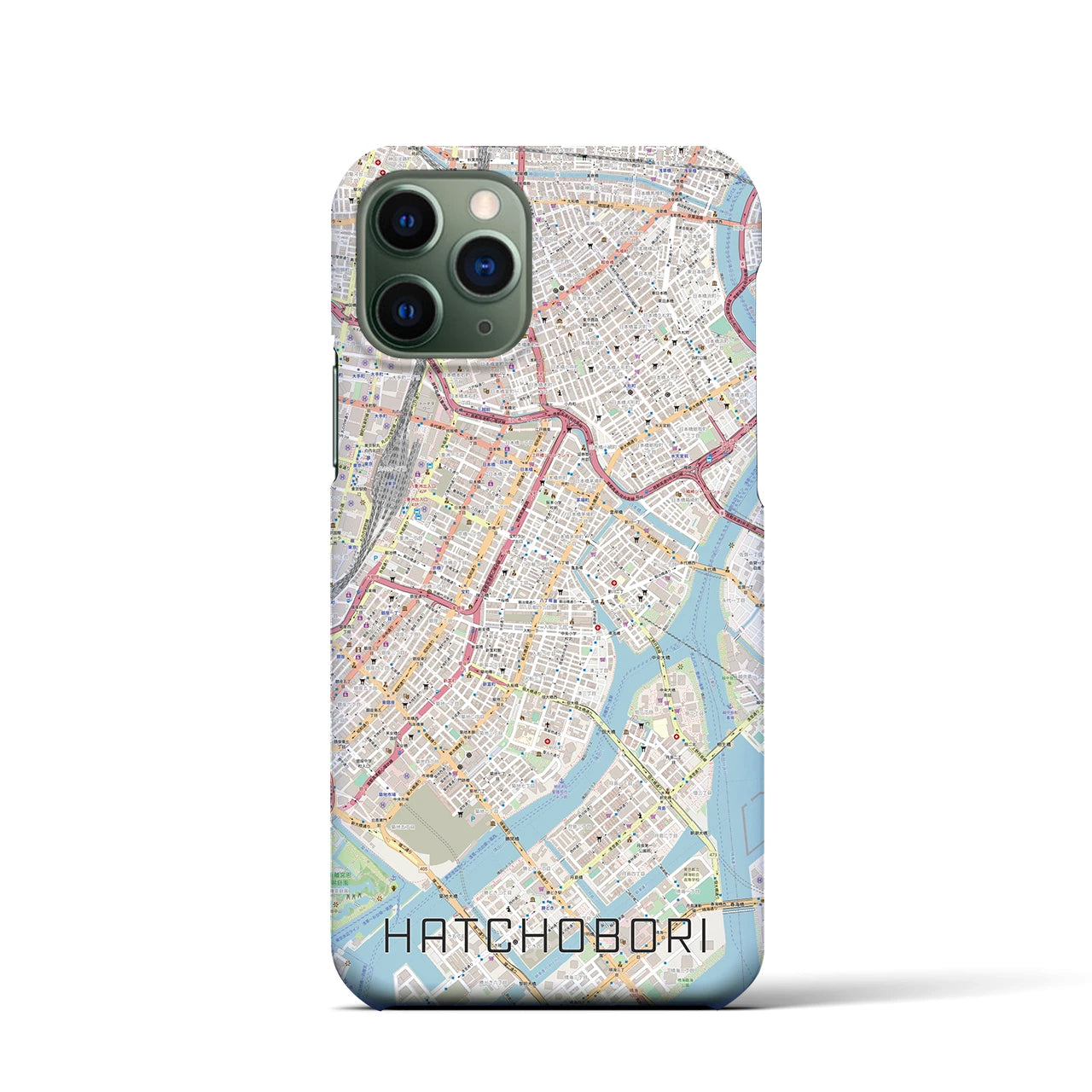 【八丁堀】地図柄iPhoneケース（バックカバータイプ・ナチュラル）iPhone 11 Pro 用