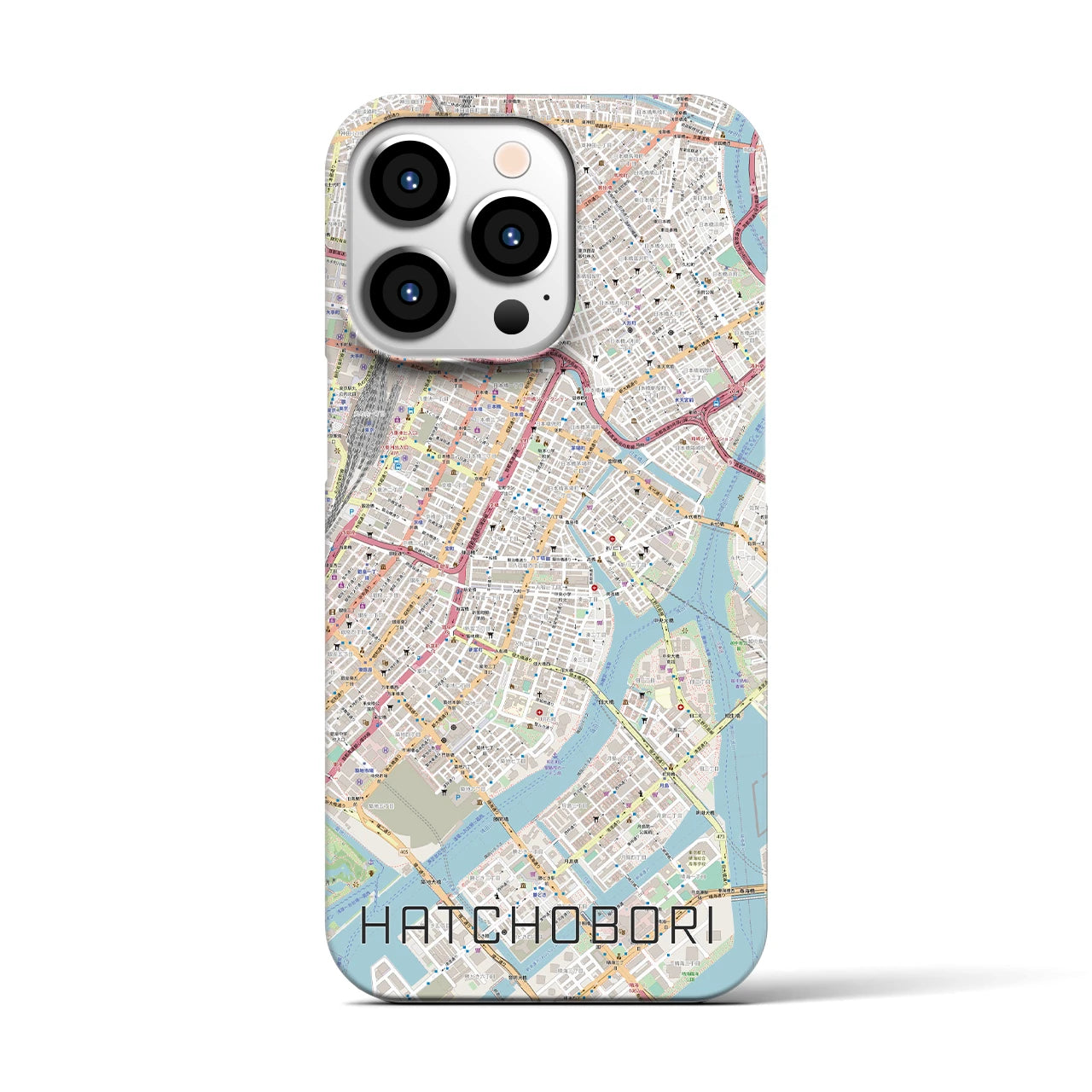【八丁堀】地図柄iPhoneケース（バックカバータイプ・ナチュラル）iPhone 13 Pro 用