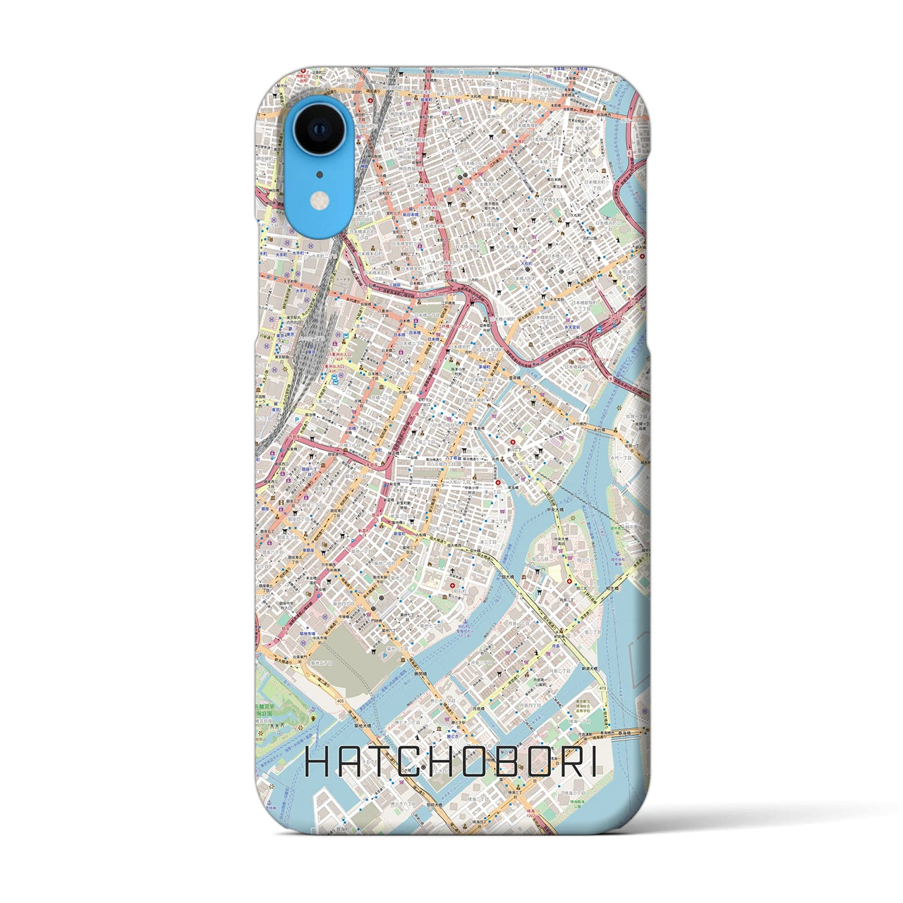 【八丁堀】地図柄iPhoneケース（バックカバータイプ・ナチュラル）iPhone XR 用