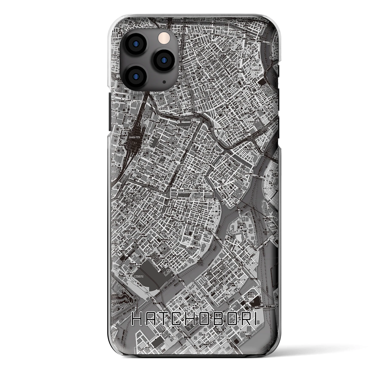 【八丁堀】地図柄iPhoneケース（クリアタイプ・モノトーン）iPhone 11 Pro Max 用