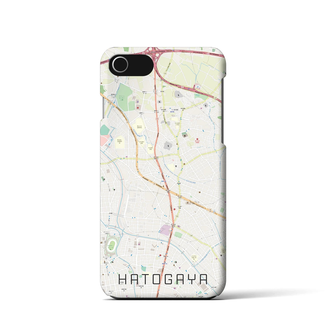 【鳩ヶ谷】地図柄iPhoneケース（バックカバータイプ・ナチュラル）iPhone SE（第3 / 第2世代） / 8 / 7 / 6s / 6 用