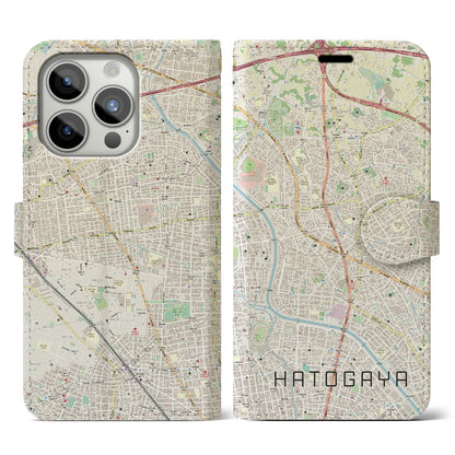 【鳩ヶ谷（埼玉県）】地図柄iPhoneケース（手帳タイプ）ナチュラル・iPhone 15 Pro 用