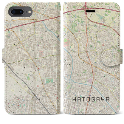 【鳩ヶ谷（埼玉県）】地図柄iPhoneケース（手帳タイプ）ナチュラル・iPhone 8Plus /7Plus / 6sPlus / 6Plus 用