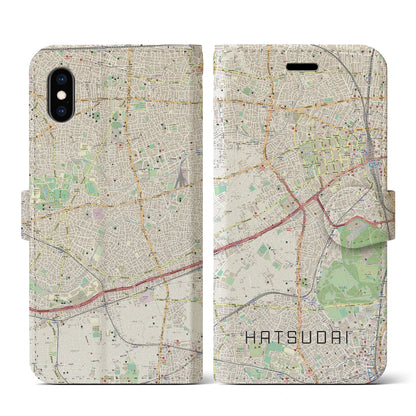 【初台（東京都）】地図柄iPhoneケース（手帳タイプ）ナチュラル・iPhone XS / X 用