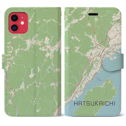 【廿日市（広島県）】地図柄iPhoneケース（手帳タイプ）ナチュラル・iPhone 11 用