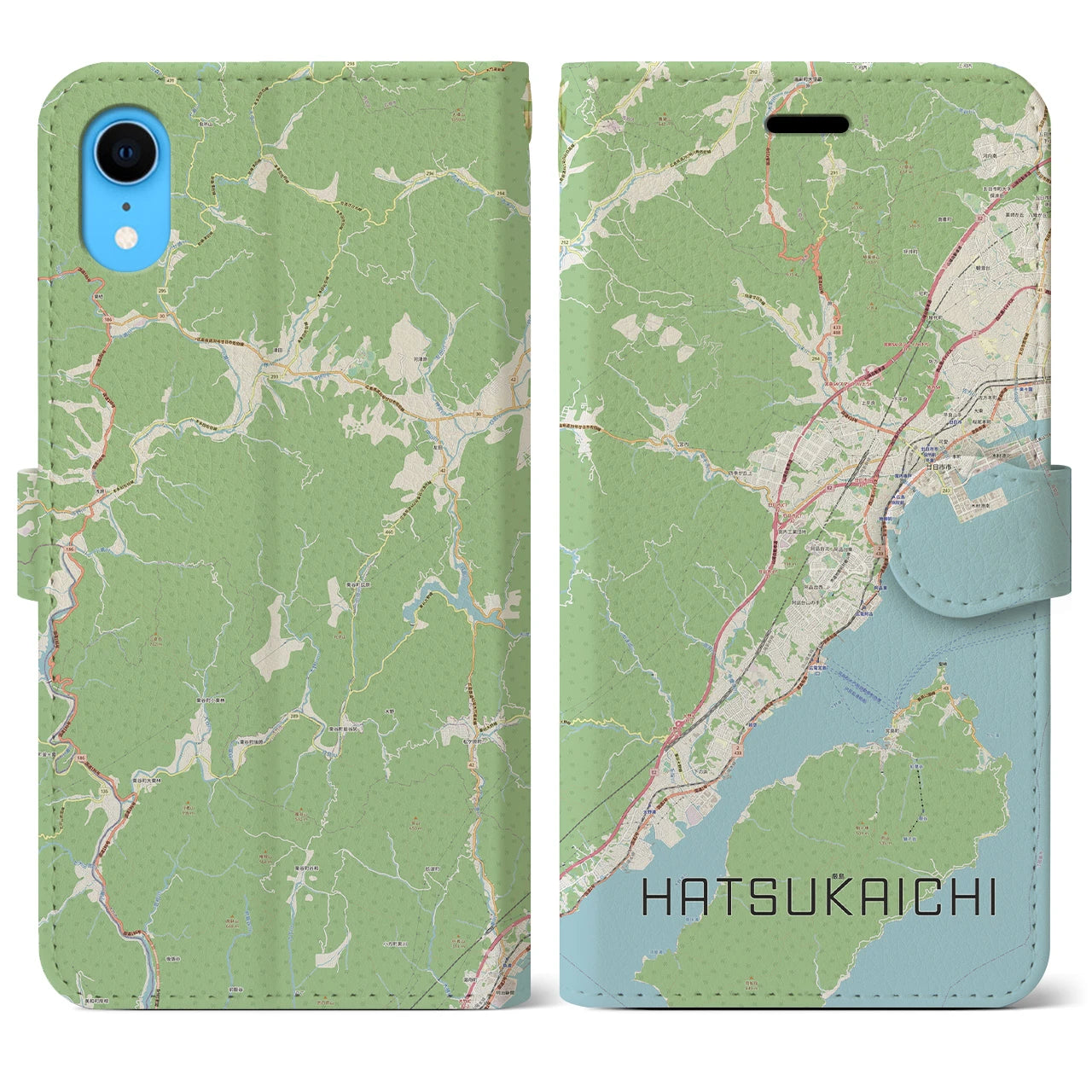 【廿日市】地図柄iPhoneケース（手帳両面タイプ・ナチュラル）iPhone XR 用