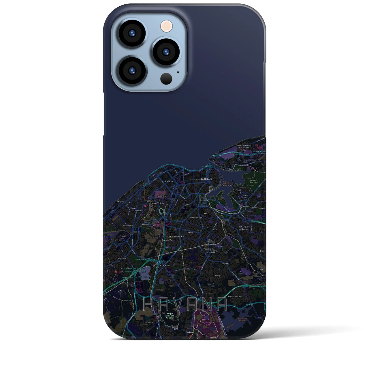 【ハバナ】地図柄iPhoneケース（バックカバータイプ・ブラック）iPhone 13 Pro Max 用