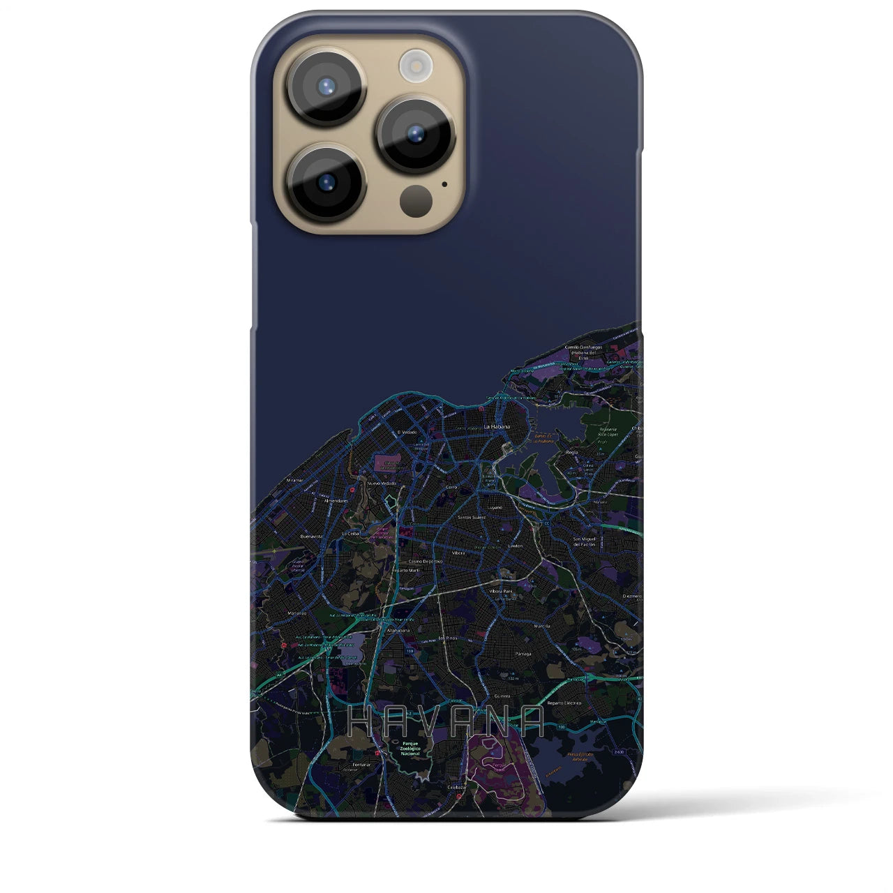 【ハバナ】地図柄iPhoneケース（バックカバータイプ・ブラック）iPhone 14 Pro Max 用