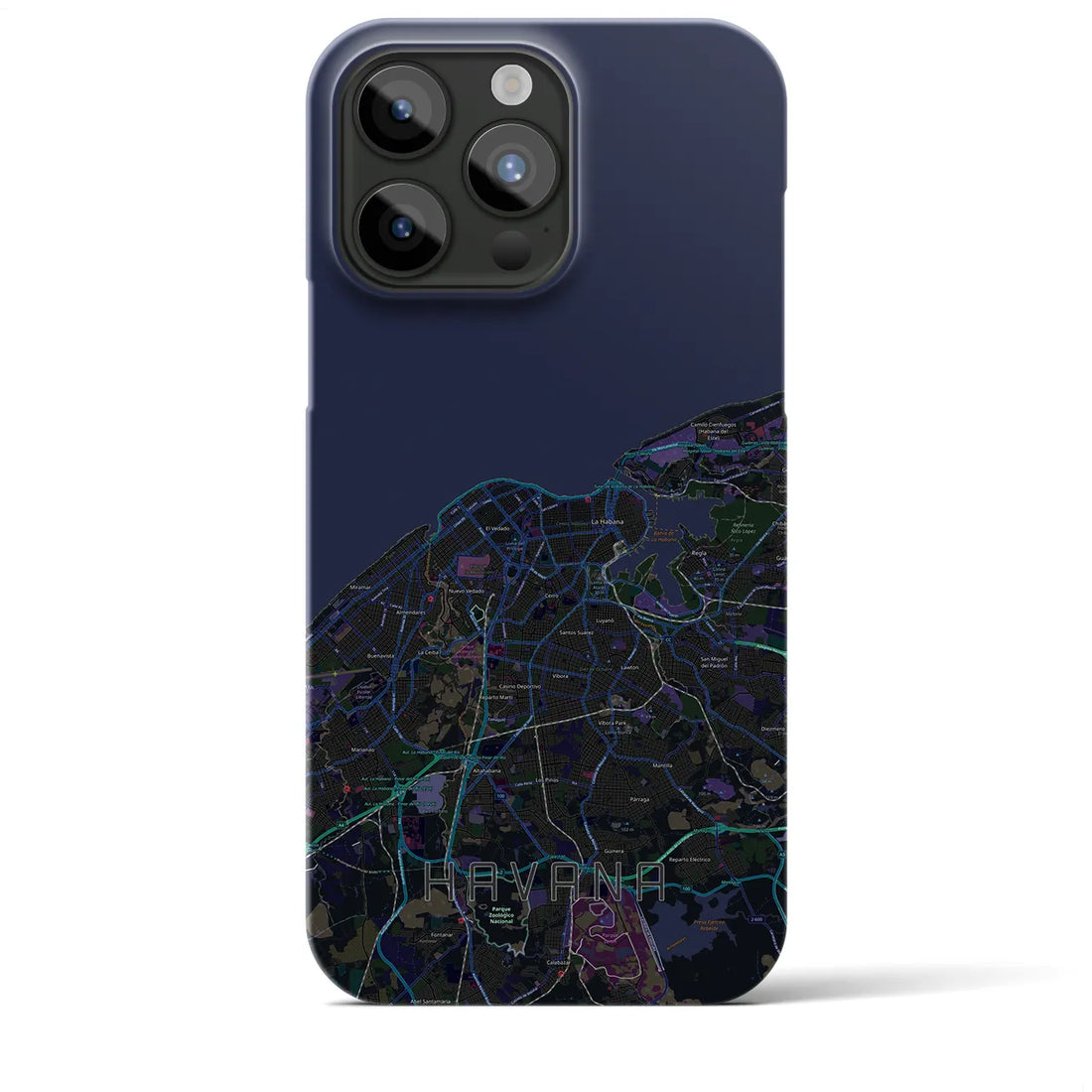 【ハバナ】地図柄iPhoneケース（バックカバータイプ・ブラック）iPhone 15 Pro Max 用