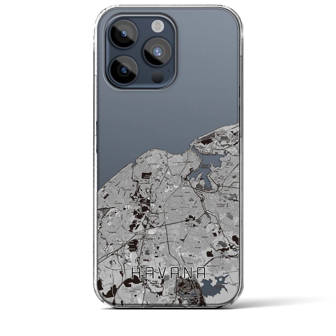 【ハバナ】地図柄iPhoneケース（クリアタイプ・モノトーン）iPhone 15 Pro Max 用
