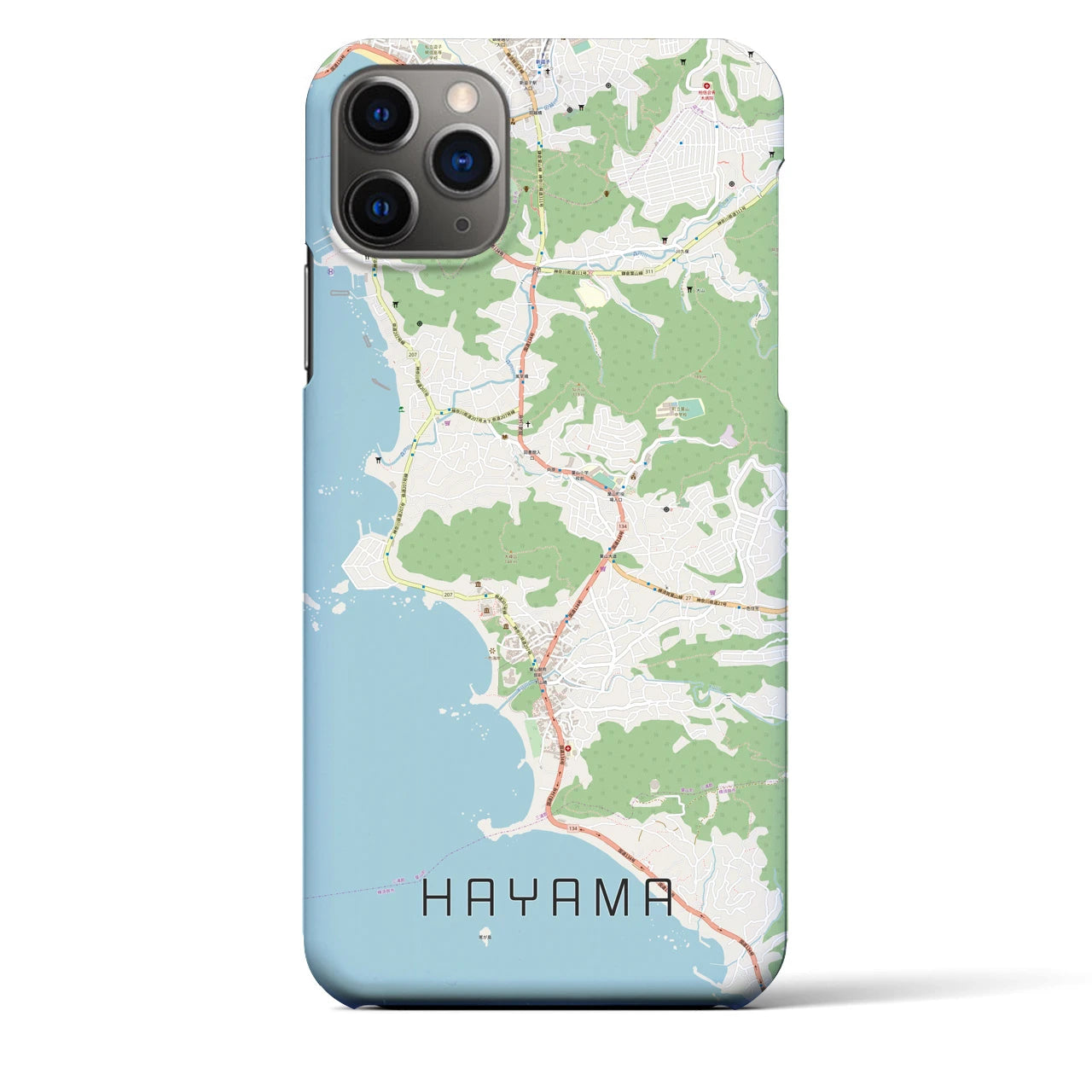【葉山】地図柄iPhoneケース（バックカバータイプ・ナチュラル）iPhone 11 Pro Max 用