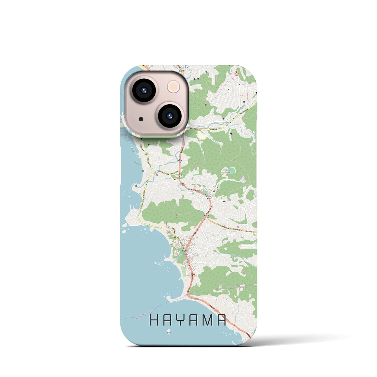 【葉山】地図柄iPhoneケース（バックカバータイプ・ナチュラル）iPhone 13 mini 用