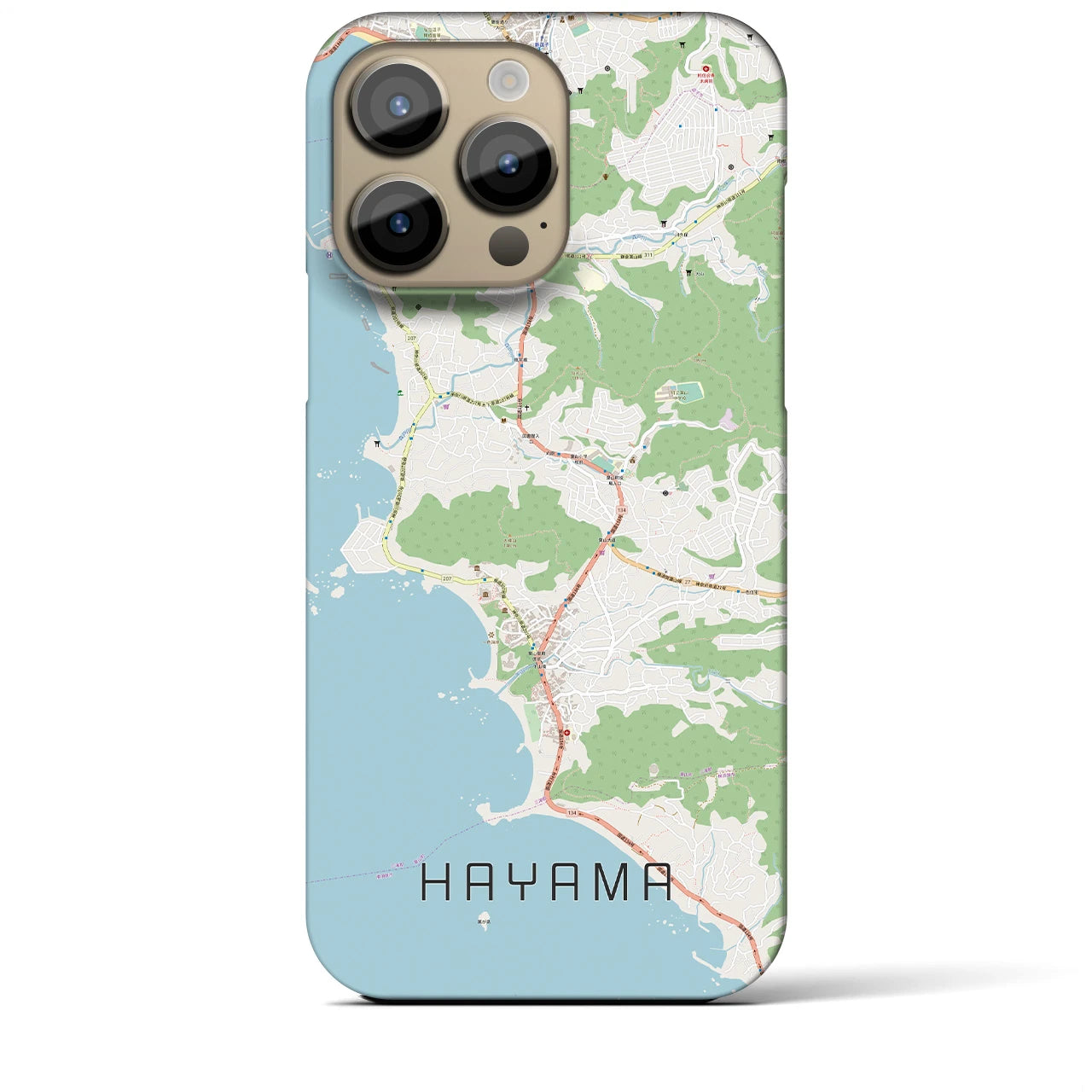 【葉山】地図柄iPhoneケース（バックカバータイプ・ナチュラル）iPhone 14 Pro Max 用