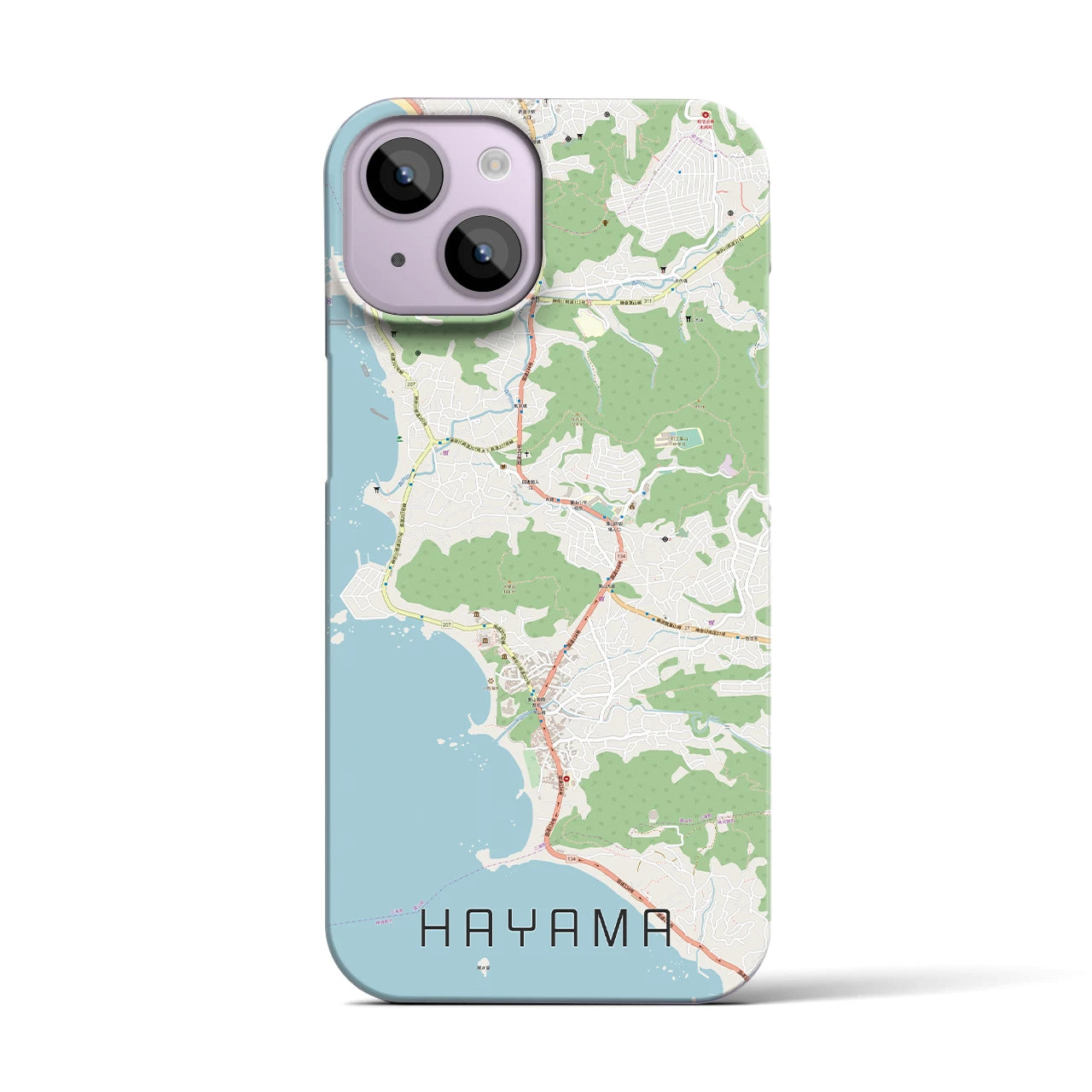 【葉山】地図柄iPhoneケース（バックカバータイプ・ナチュラル）iPhone 14 用