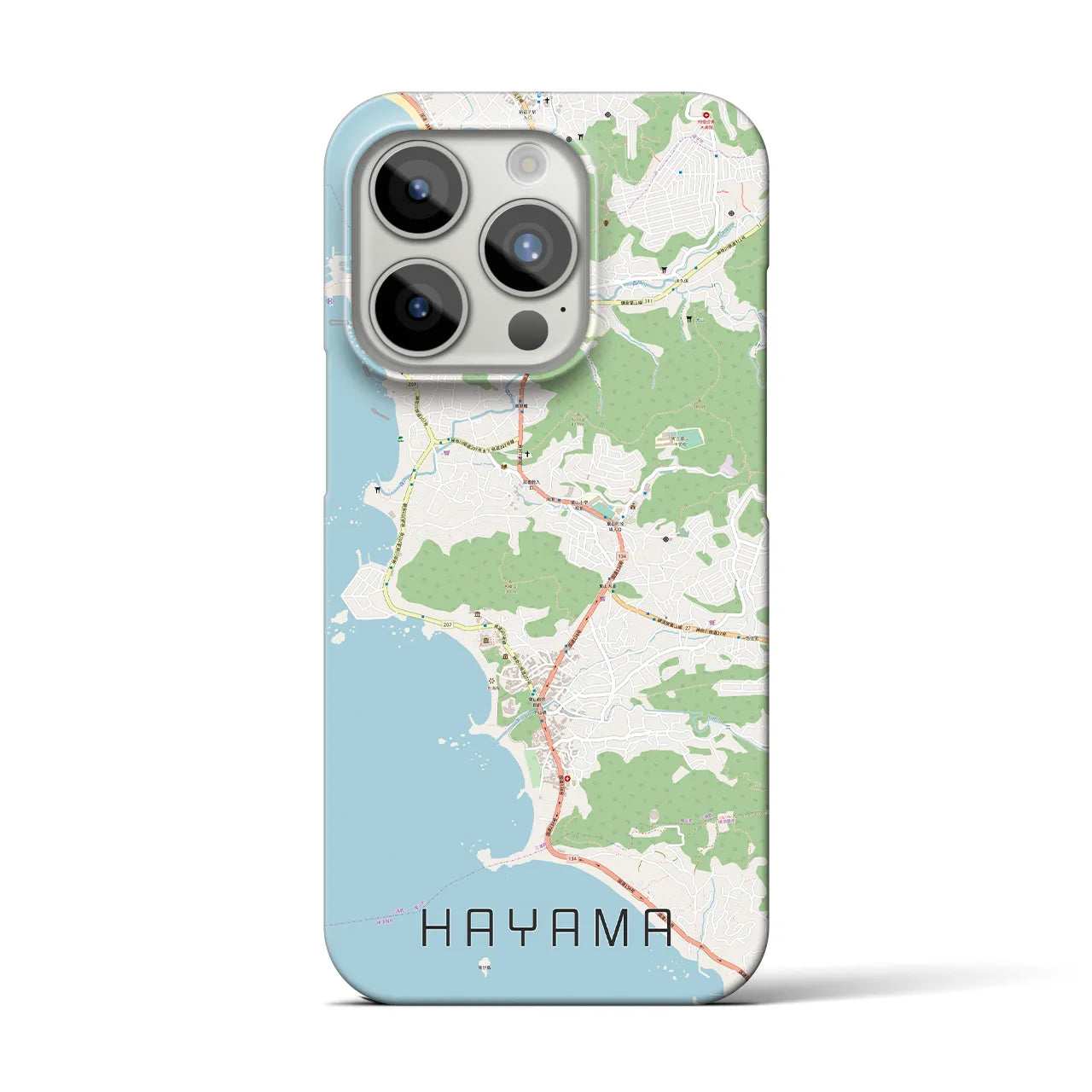 【葉山】地図柄iPhoneケース（バックカバータイプ・ナチュラル）iPhone 15 Pro 用