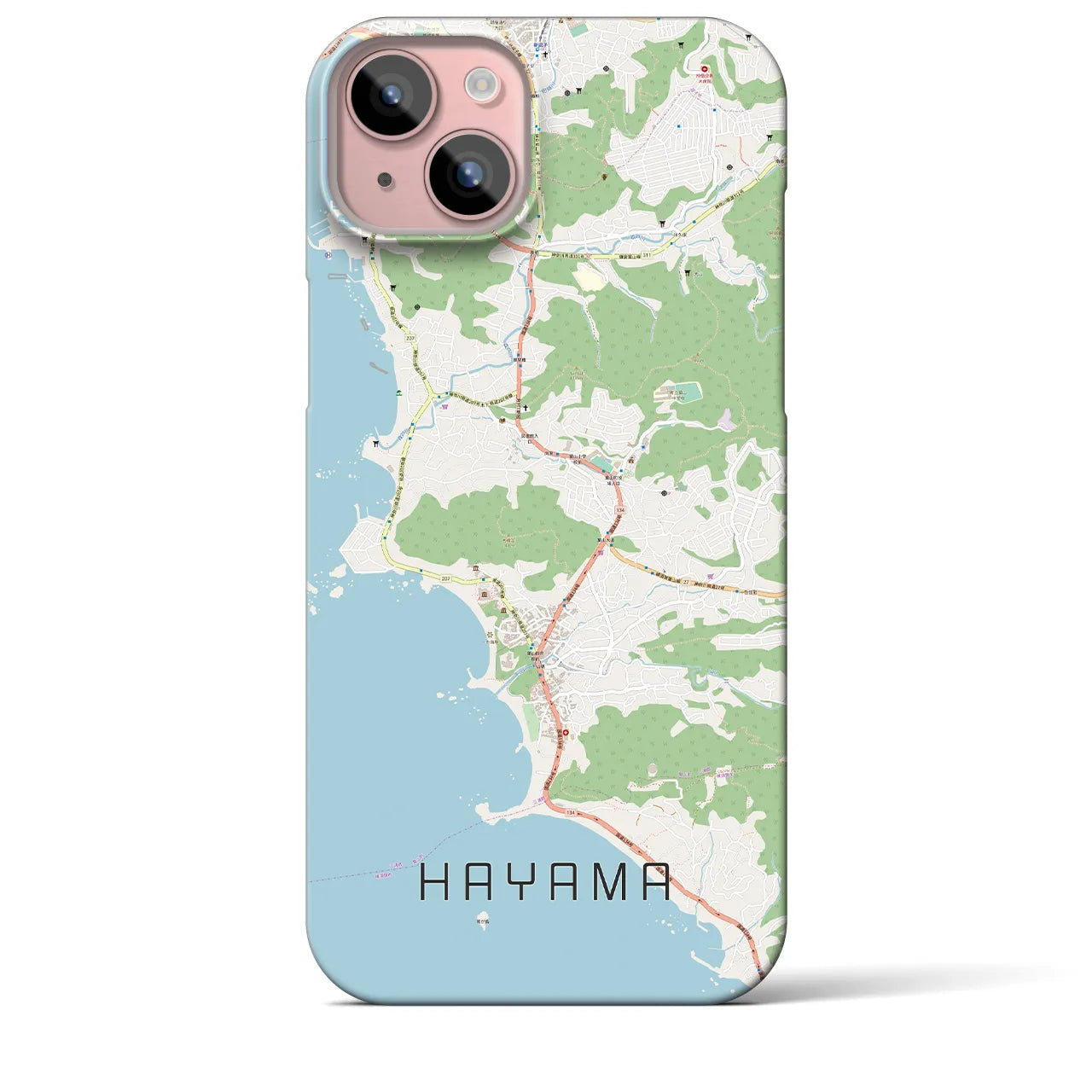 【葉山】地図柄iPhoneケース（バックカバータイプ・ナチュラル）iPhone 15 Plus 用