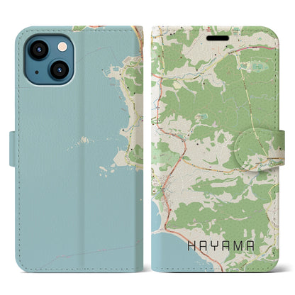 【葉山（神奈川県）】地図柄iPhoneケース（手帳タイプ）ナチュラル・iPhone 13 用