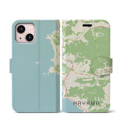 【葉山（神奈川県）】地図柄iPhoneケース（手帳タイプ）ナチュラル・iPhone 13 mini 用