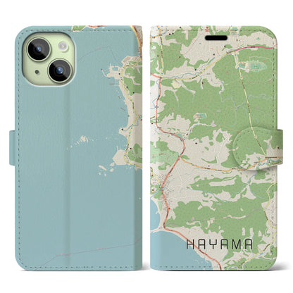 【葉山（神奈川県）】地図柄iPhoneケース（手帳タイプ）ナチュラル・iPhone 15 用