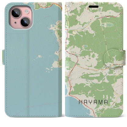 【葉山（神奈川県）】地図柄iPhoneケース（手帳タイプ）ナチュラル・iPhone 15 Plus 用