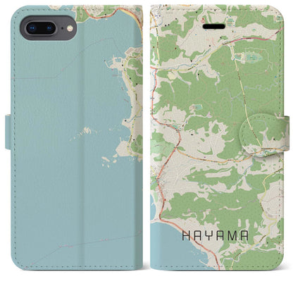 【葉山（神奈川県）】地図柄iPhoneケース（手帳タイプ）ナチュラル・iPhone 8Plus /7Plus / 6sPlus / 6Plus 用