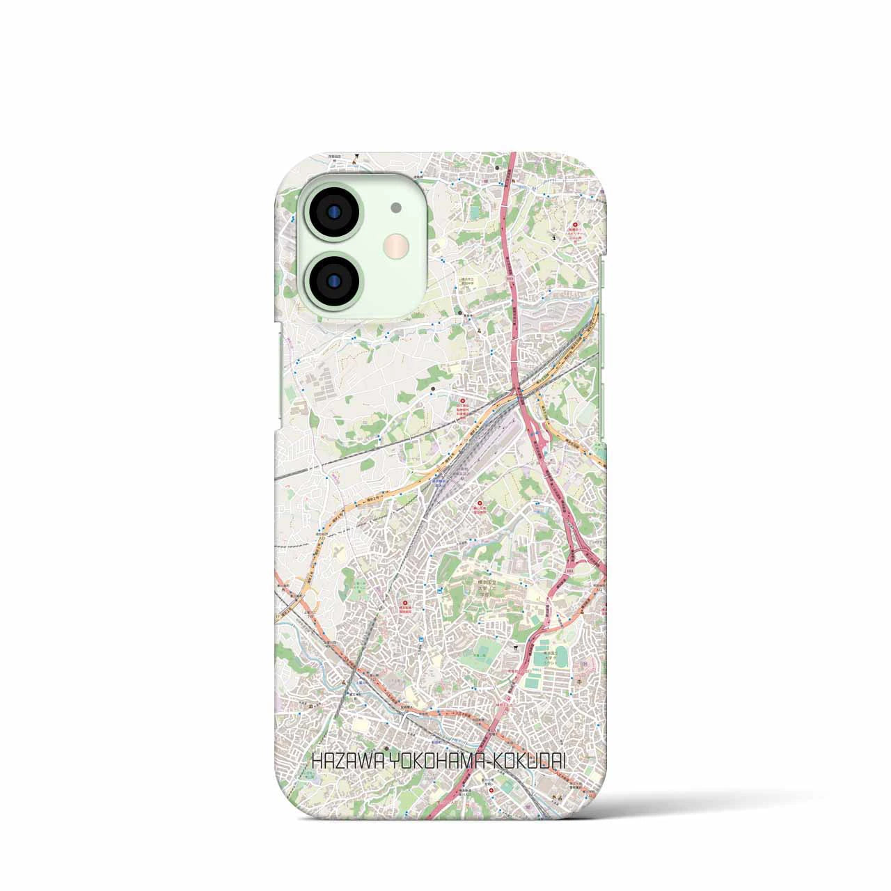 【羽沢横浜国大】地図柄iPhoneケース（バックカバータイプ・ナチュラル）iPhone 12 mini 用