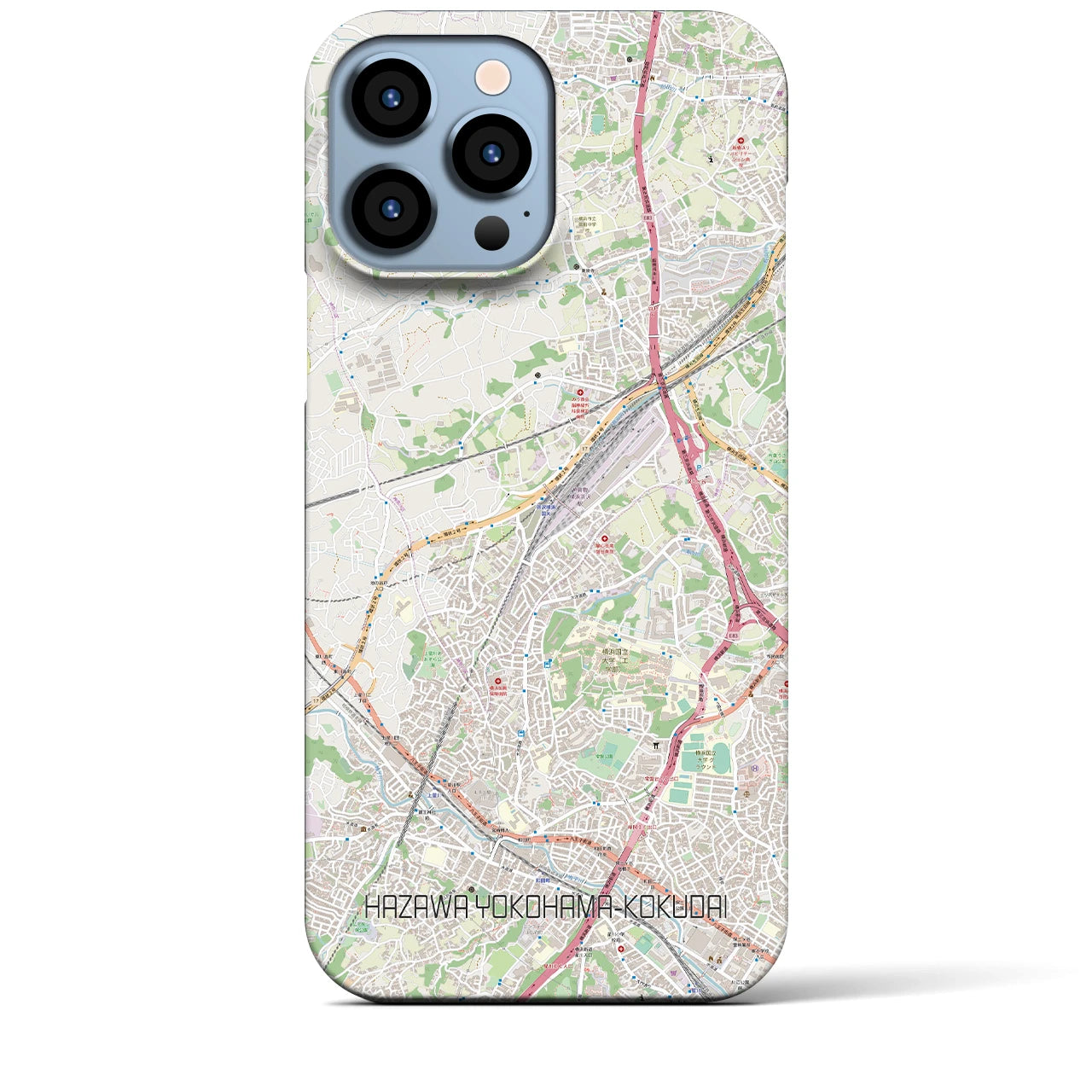 【羽沢横浜国大】地図柄iPhoneケース（バックカバータイプ・ナチュラル）iPhone 13 Pro Max 用