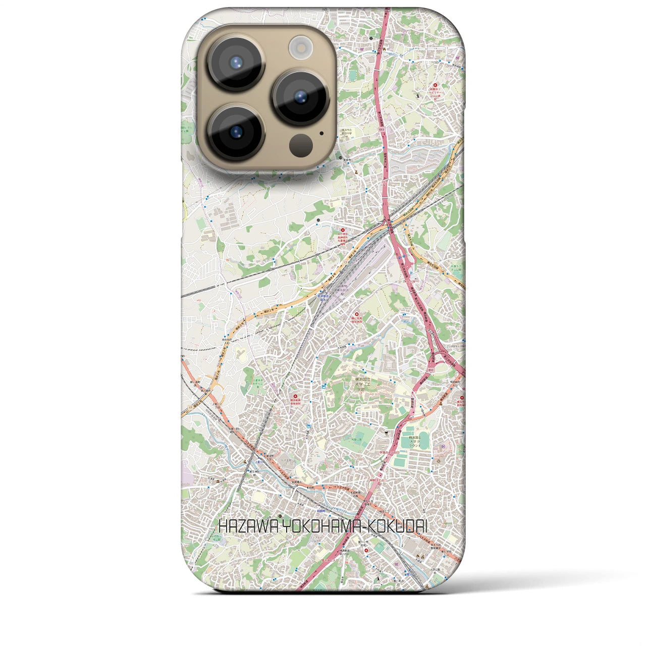 【羽沢横浜国大】地図柄iPhoneケース（バックカバータイプ・ナチュラル）iPhone 14 Pro Max 用