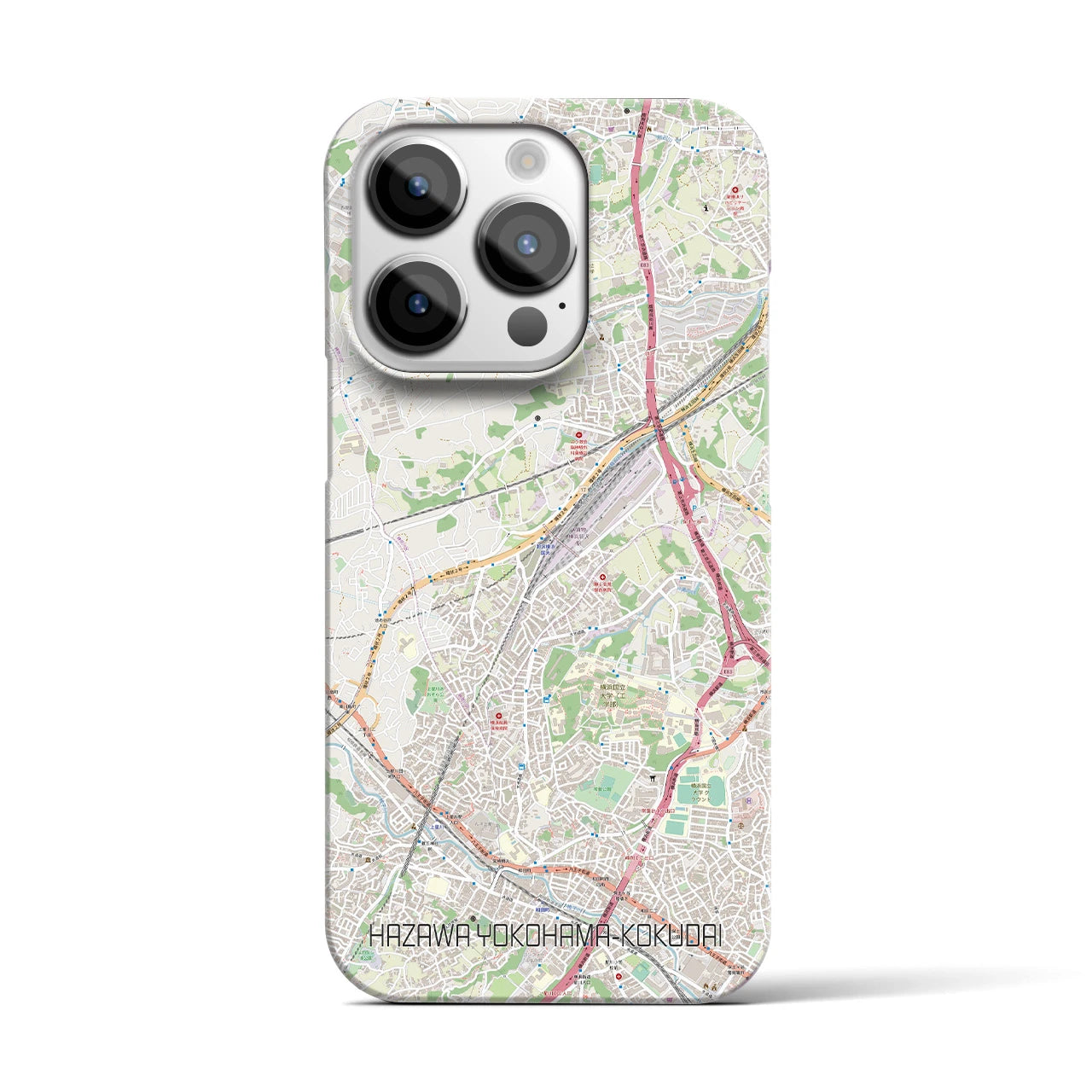 【羽沢横浜国大】地図柄iPhoneケース（バックカバータイプ・ナチュラル）iPhone 14 Pro 用