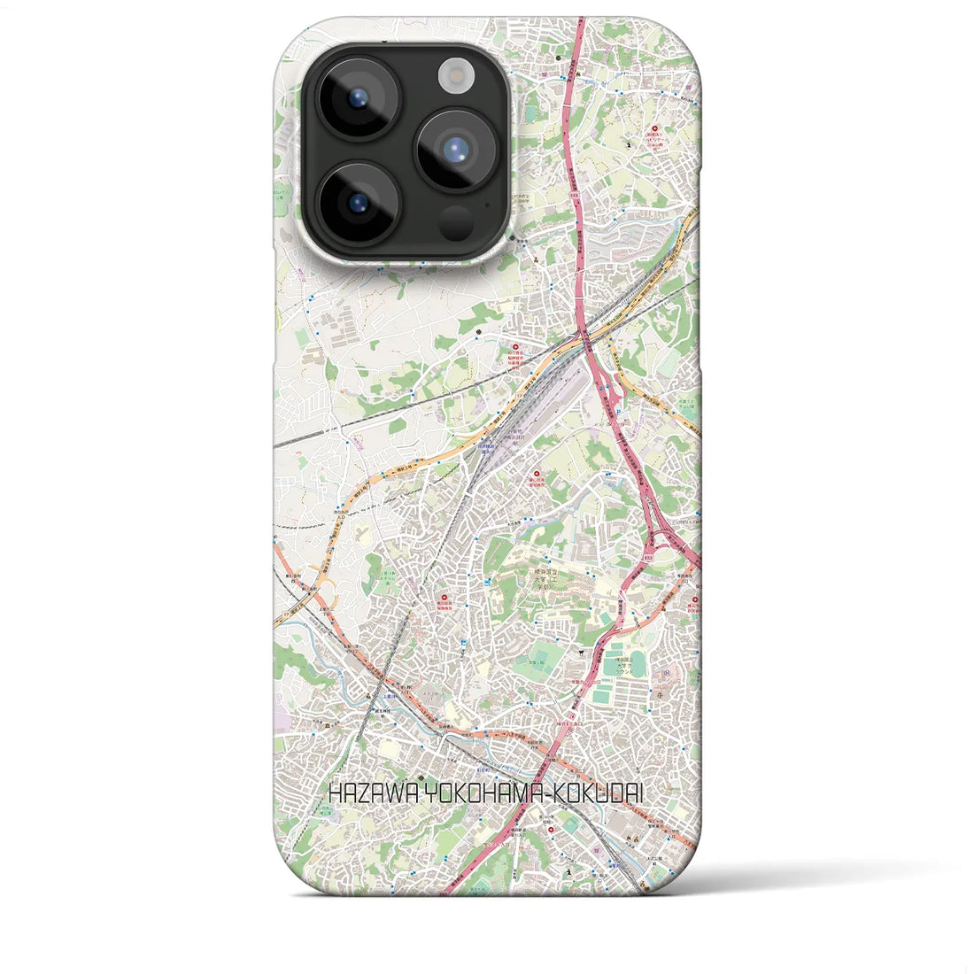 【羽沢横浜国大】地図柄iPhoneケース（バックカバータイプ・ナチュラル）iPhone 15 Pro Max 用