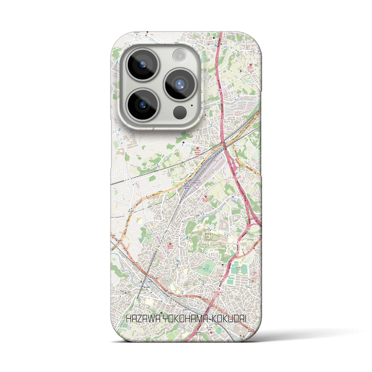 【羽沢横浜国大】地図柄iPhoneケース（バックカバータイプ・ナチュラル）iPhone 15 Pro 用