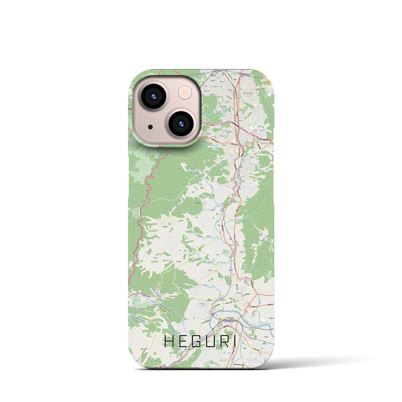 【平群】地図柄iPhoneケース（バックカバータイプ・ナチュラル）iPhone 13 mini 用
