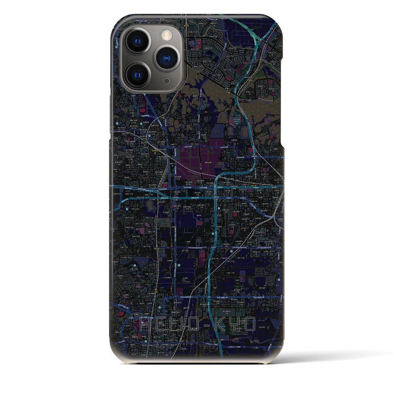 【平城京】地図柄iPhoneケース（バックカバータイプ・ブラック）iPhone 11 Pro Max 用