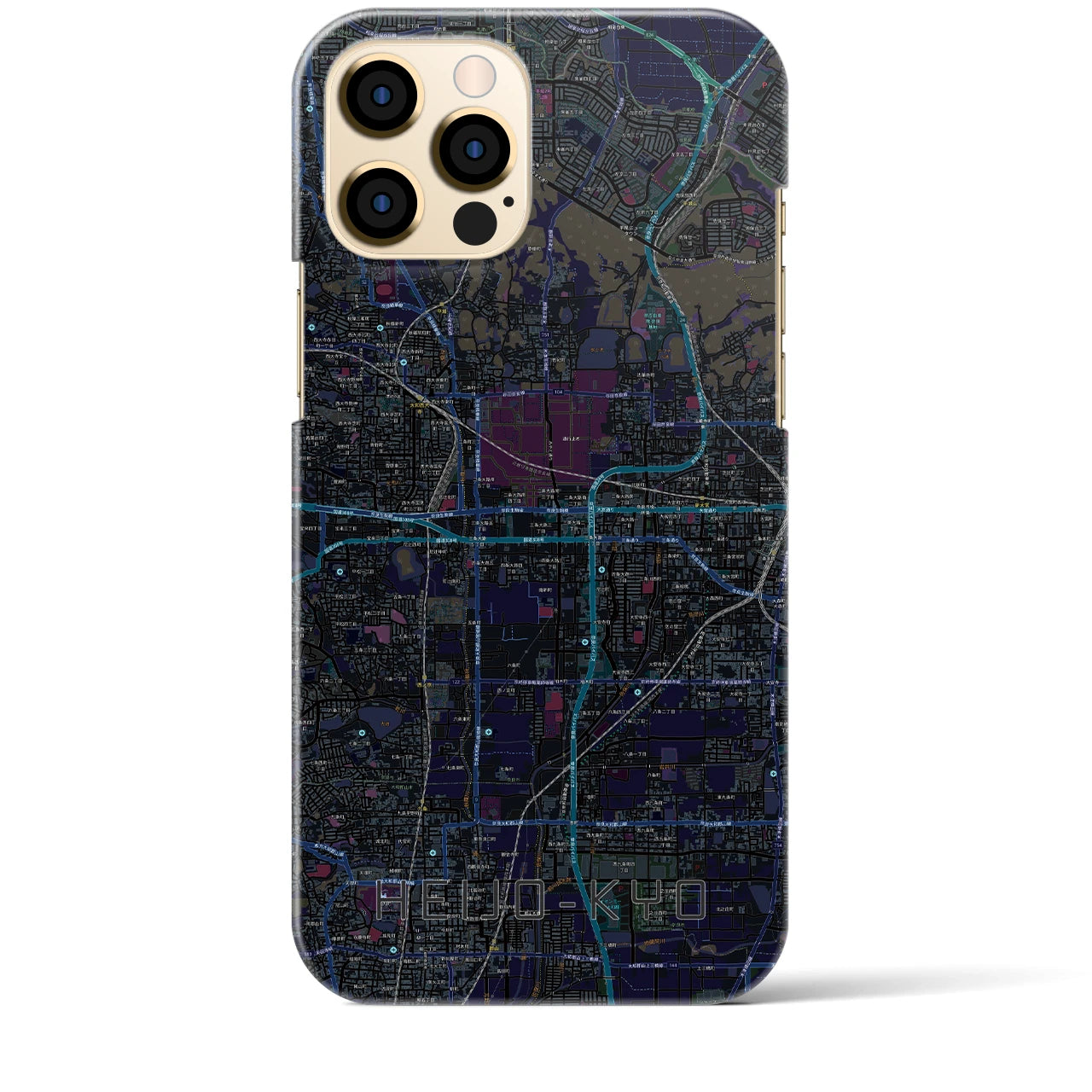 【平城京】地図柄iPhoneケース（バックカバータイプ・ブラック）iPhone 12 Pro Max 用