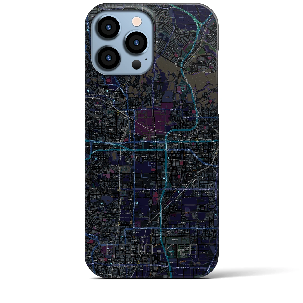 【平城京】地図柄iPhoneケース（バックカバータイプ・ブラック）iPhone 13 Pro Max 用