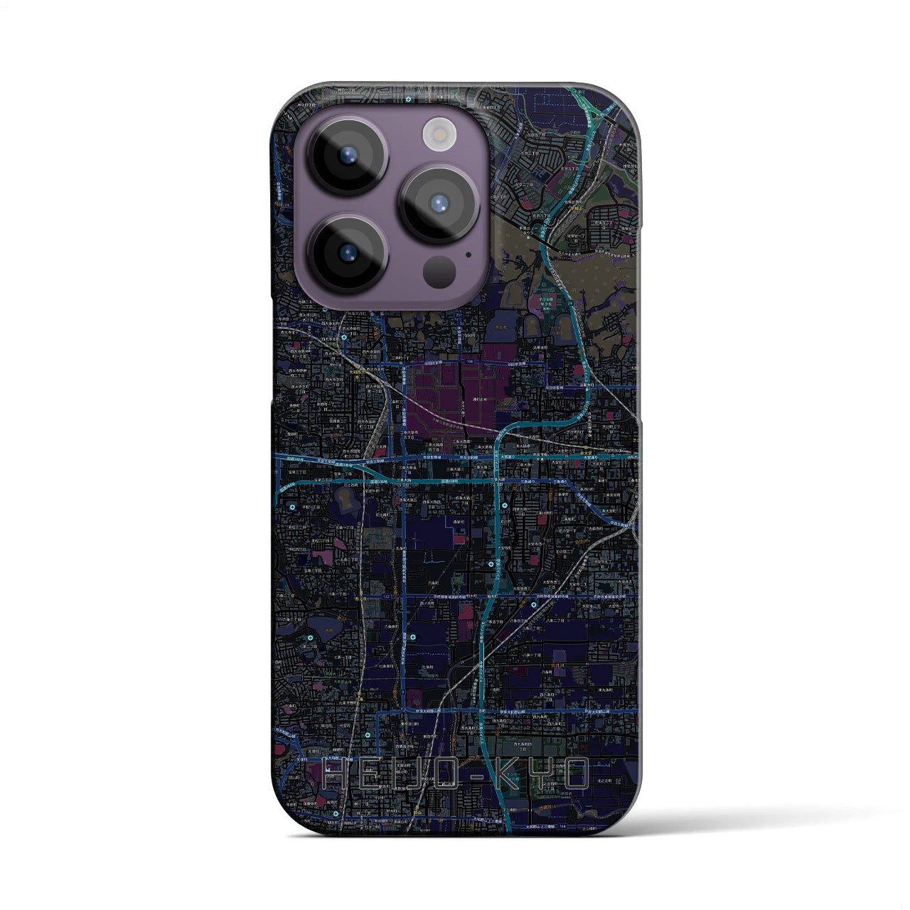 【平城京】地図柄iPhoneケース（バックカバータイプ・ブラック）iPhone 14 Pro 用
