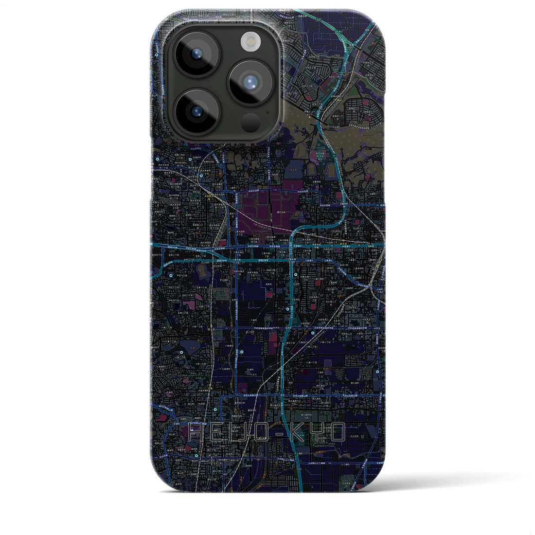 【平城京】地図柄iPhoneケース（バックカバータイプ・ブラック）iPhone 15 Pro Max 用