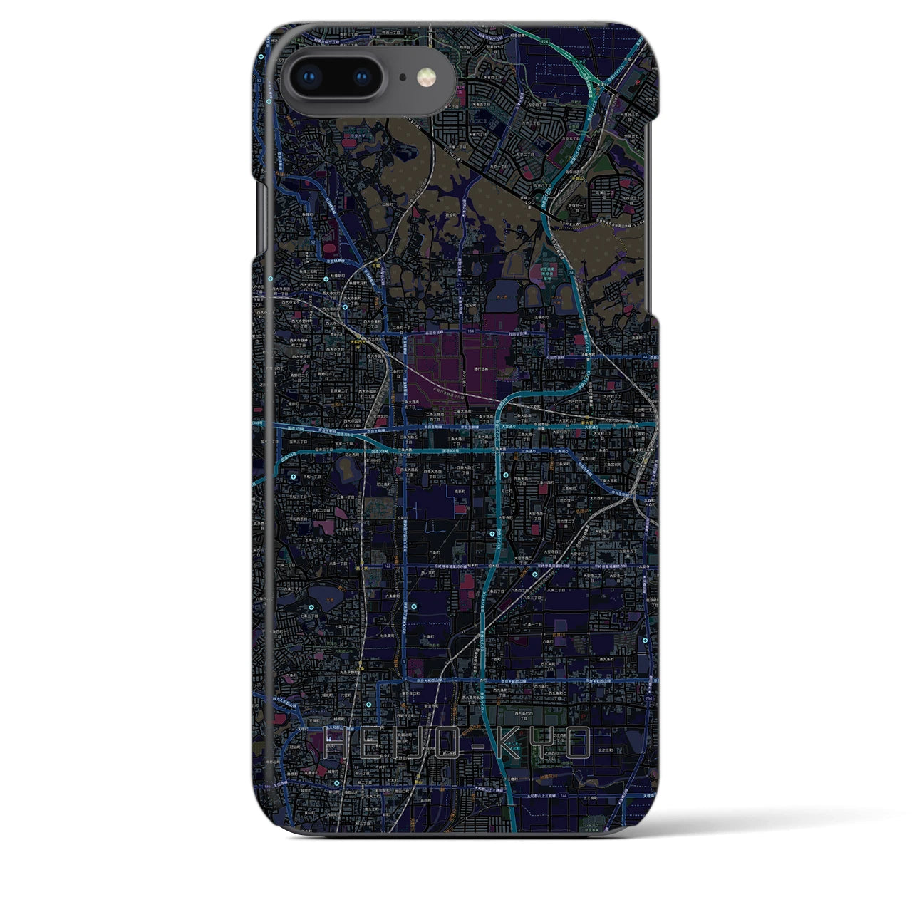【平城京】地図柄iPhoneケース（バックカバータイプ・ブラック）iPhone 8Plus /7Plus / 6sPlus / 6Plus 用