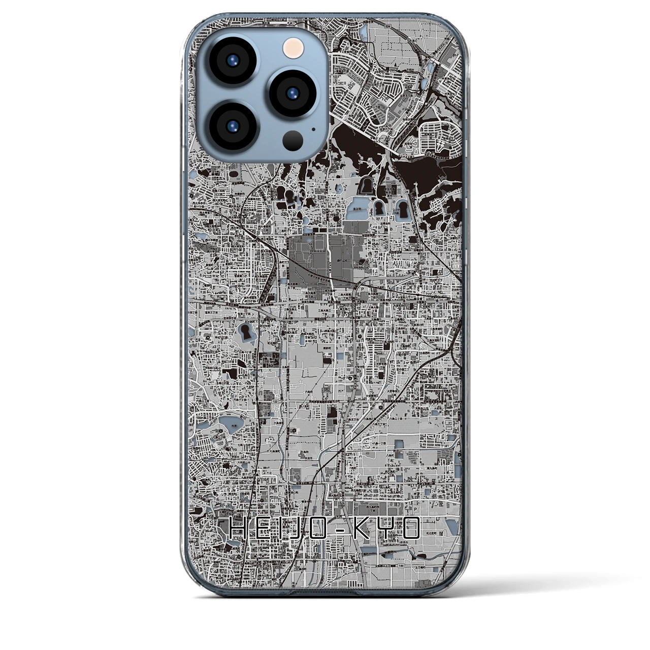 【平城京】地図柄iPhoneケース（クリアタイプ・モノトーン）iPhone 13 Pro Max 用