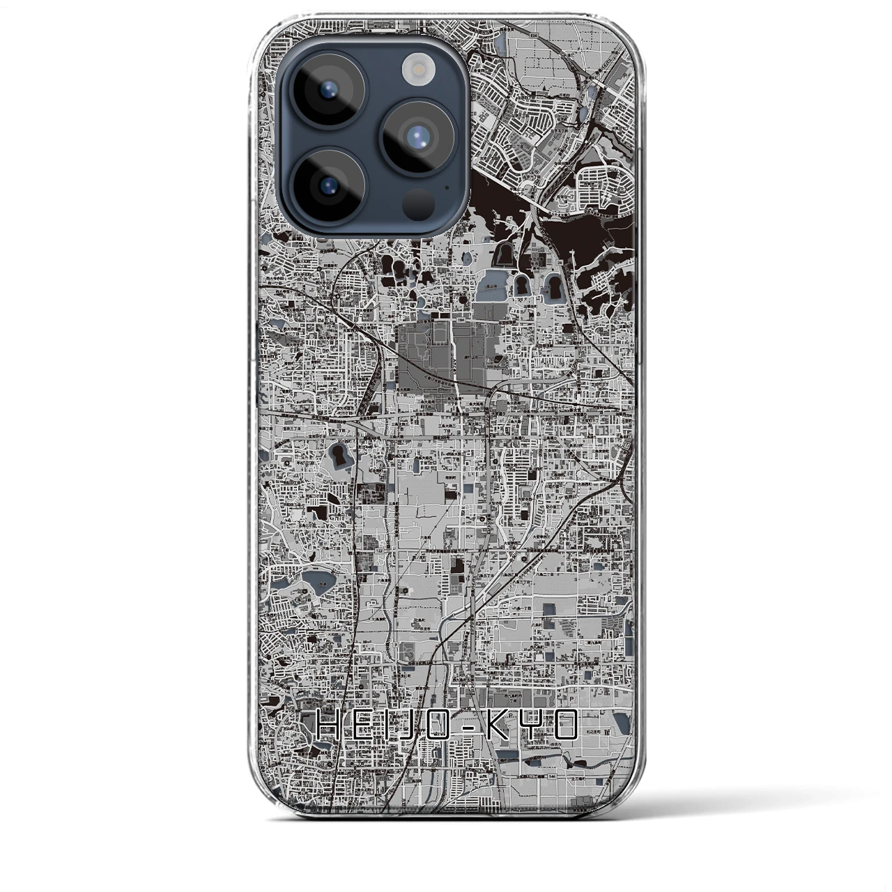 【平城京】地図柄iPhoneケース（クリアタイプ・モノトーン）iPhone 15 Pro Max 用