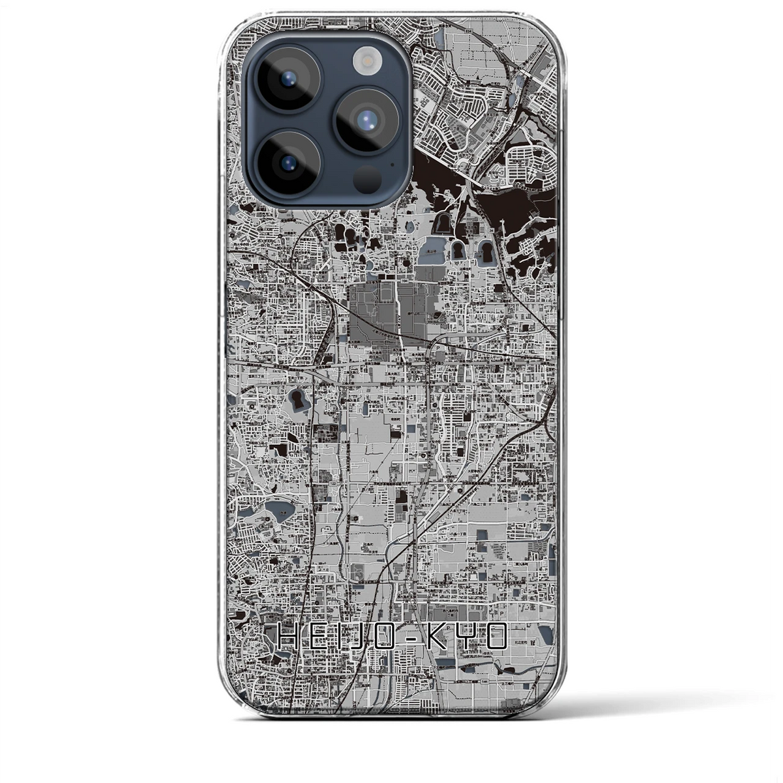 【平城京】地図柄iPhoneケース（クリアタイプ・モノトーン）iPhone 15 Pro Max 用