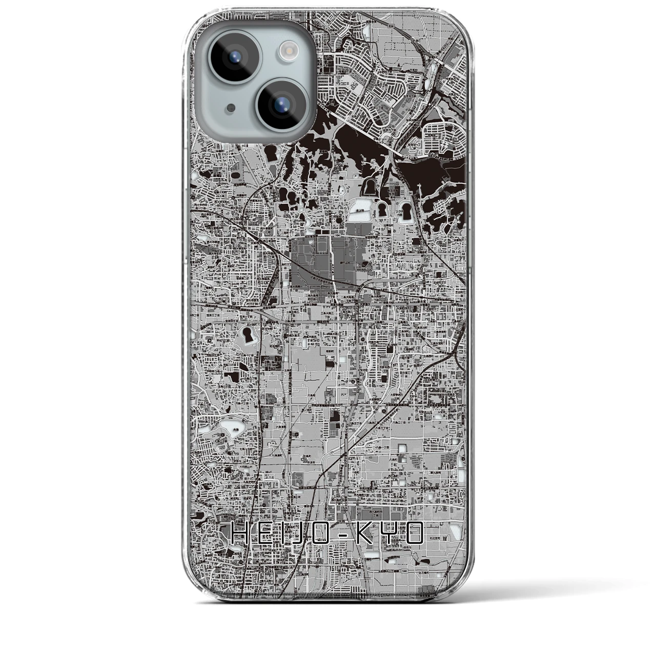 【平城京】地図柄iPhoneケース（クリアタイプ・モノトーン）iPhone 15 Plus 用