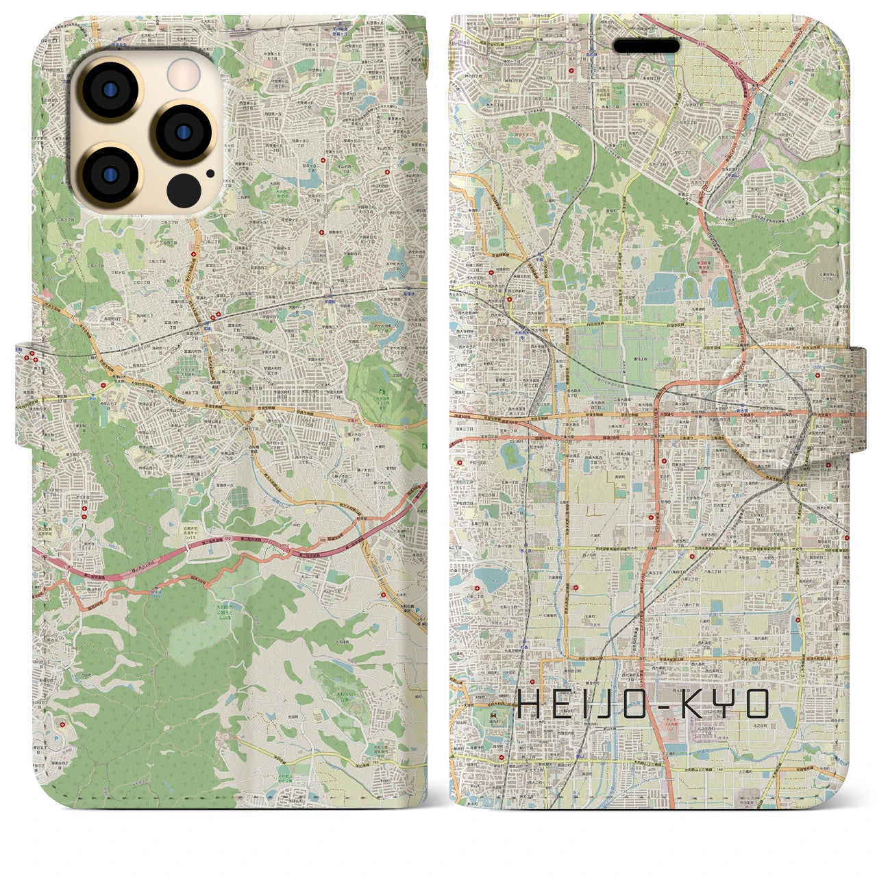 【平城京】地図柄iPhoneケース（手帳両面タイプ・ナチュラル）iPhone 12 Pro Max 用