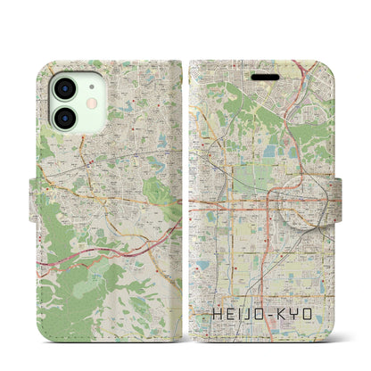 【平城京（奈良県）】地図柄iPhoneケース（手帳タイプ）ナチュラル・iPhone 12 mini 用