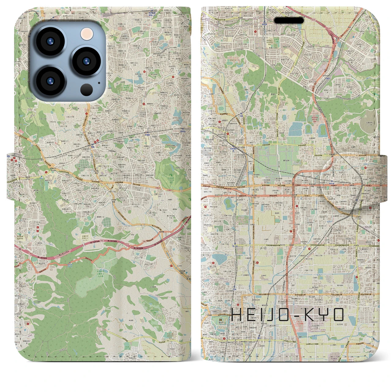 【平城京】地図柄iPhoneケース（手帳両面タイプ・ナチュラル）iPhone 13 Pro Max 用