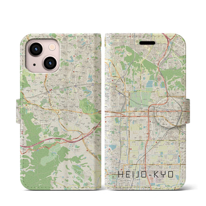 【平城京（奈良県）】地図柄iPhoneケース（手帳タイプ）ナチュラル・iPhone 13 mini 用