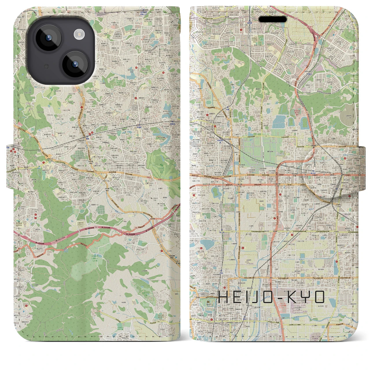 【平城京】地図柄iPhoneケース（手帳両面タイプ・ナチュラル）iPhone 14 Plus 用
