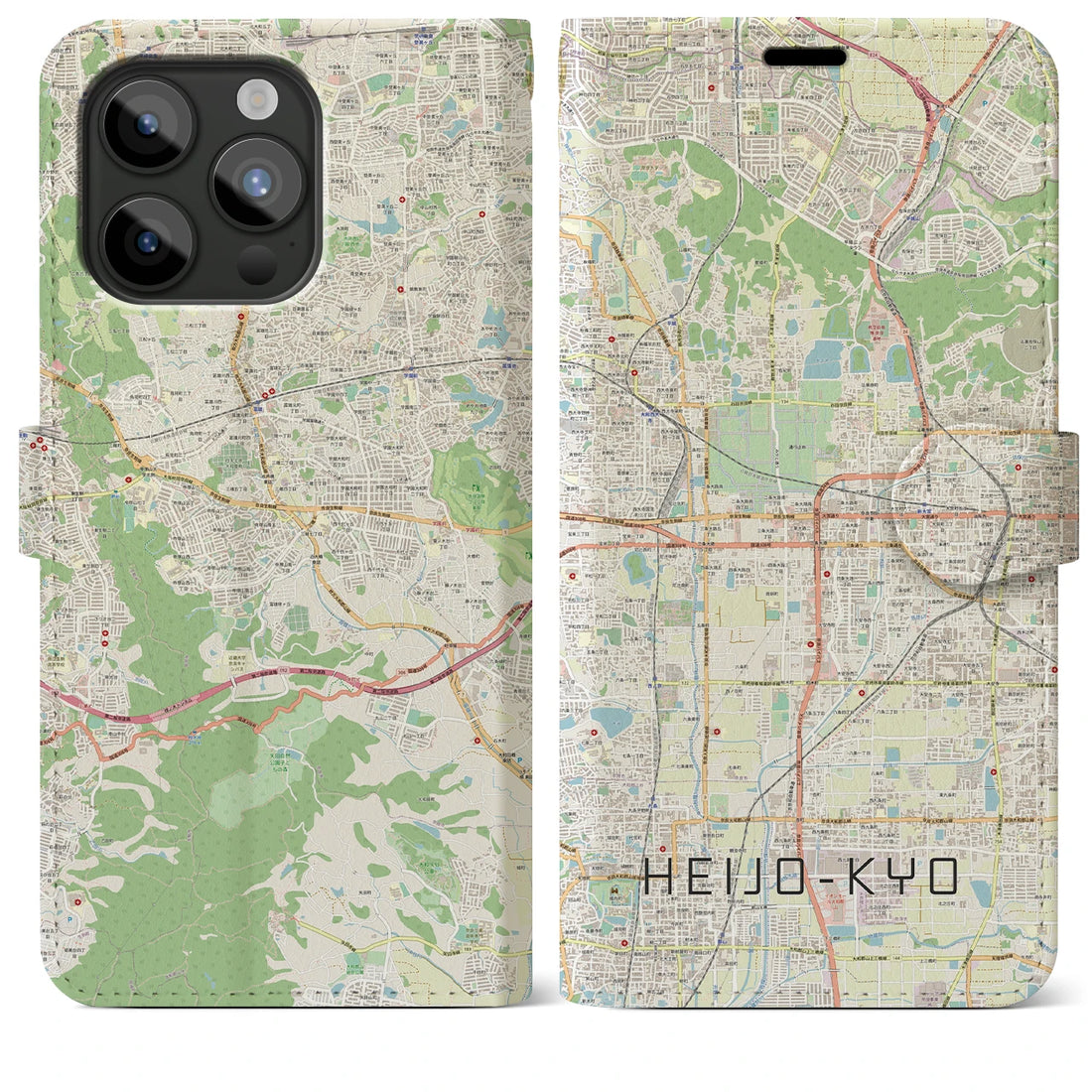 【平城京】地図柄iPhoneケース（手帳両面タイプ・ナチュラル）iPhone 15 Pro Max 用